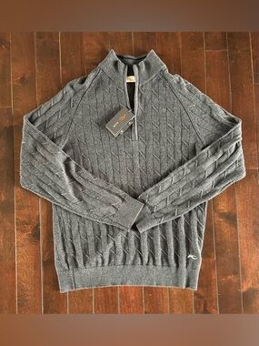 Men's KJUS Cashmere Blend Luxe Sweater 1/4 Zip Golf Steel Grey 54 XLarge NWT